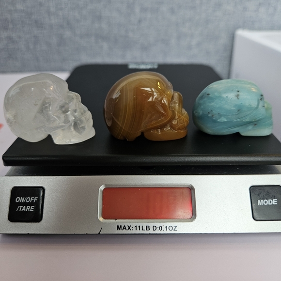Mini skulls crystal set Amazonite agate clear quartz - Picture 5 of 14